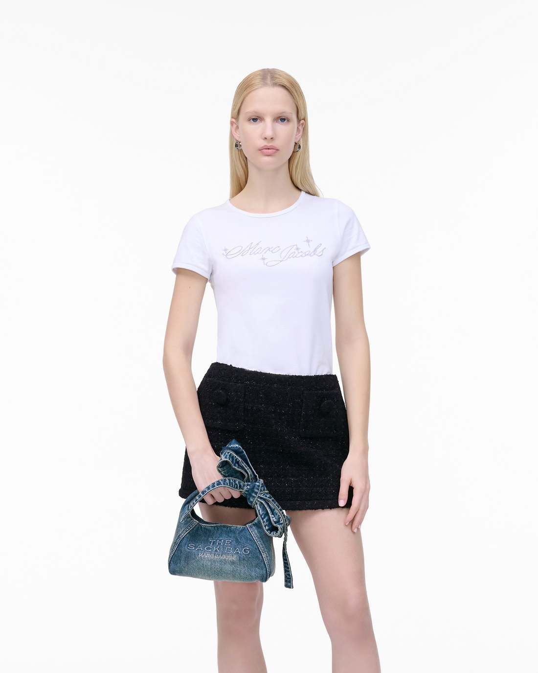 Marc Jacobs The Bow Denim Mini Sack Bag Medium Wash Indigo