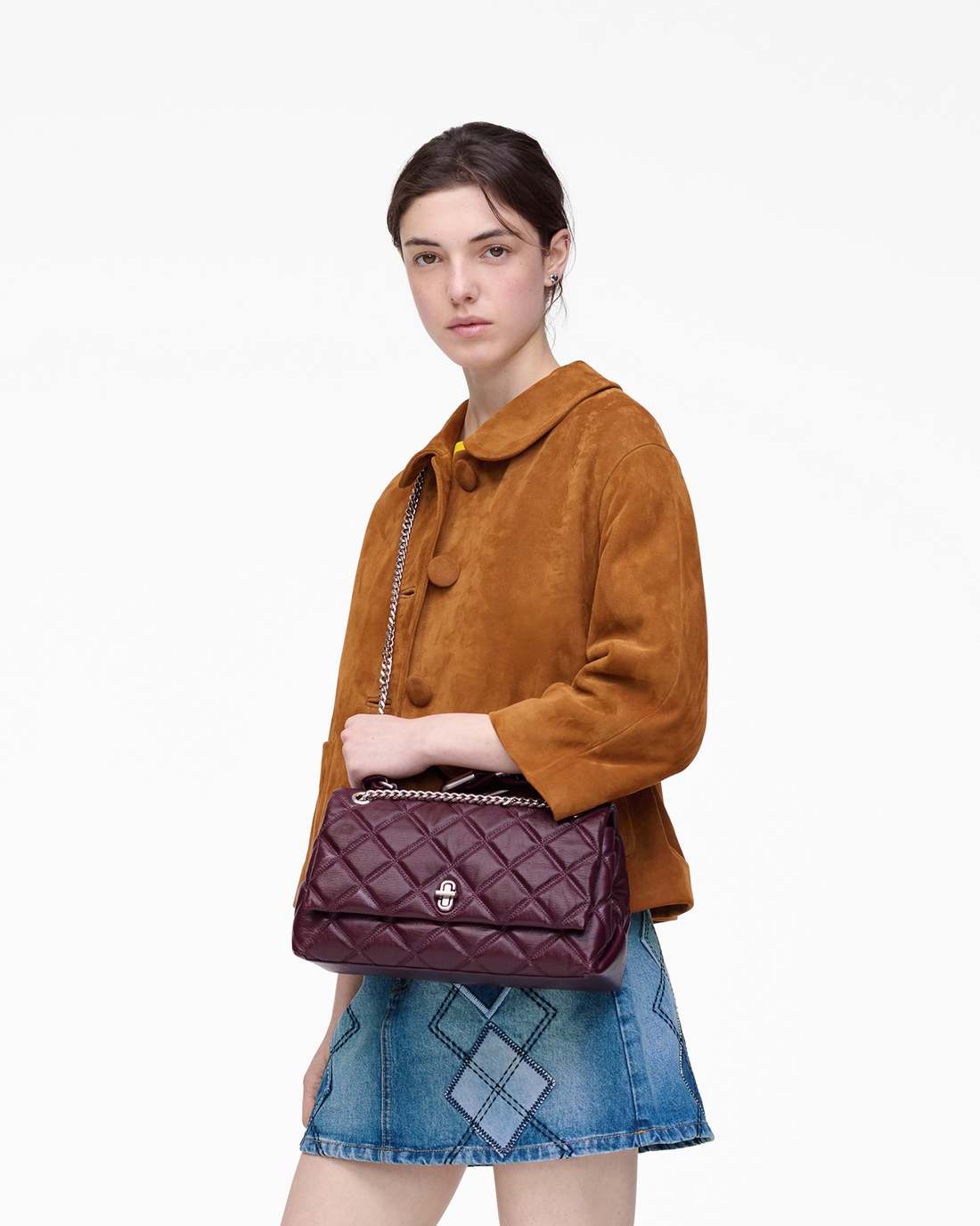 Marc Jacobs The Quilted Dual Convertible Shoulder Bag Dark Plum