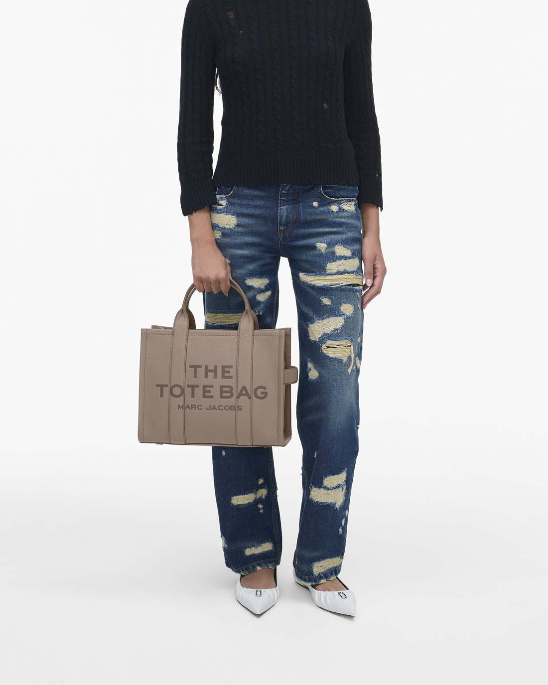 Marc Jacobs The Leather Medium Tote Bag Cement