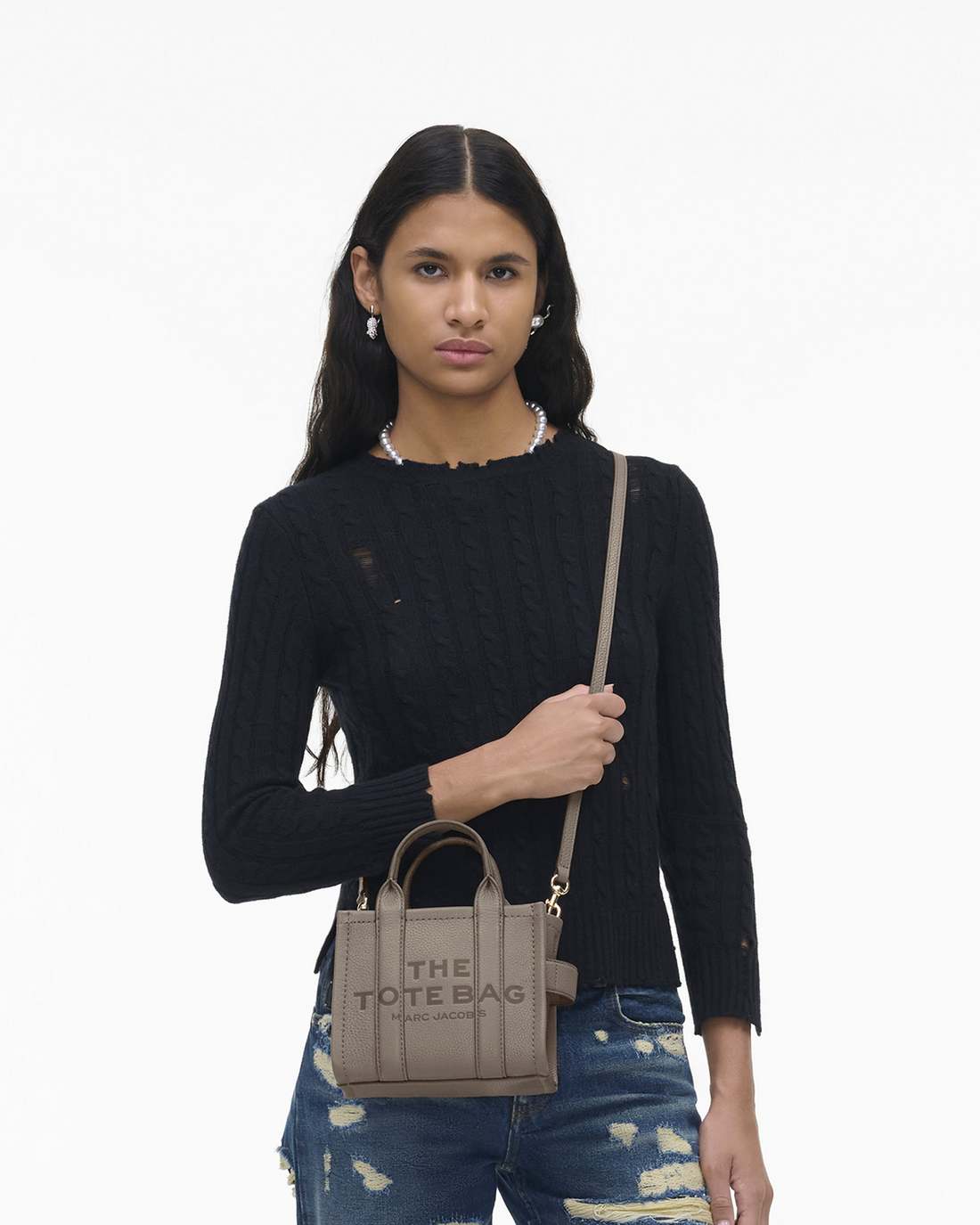 Marc Jacobs The Leather Crossbody Tote Bag Cement