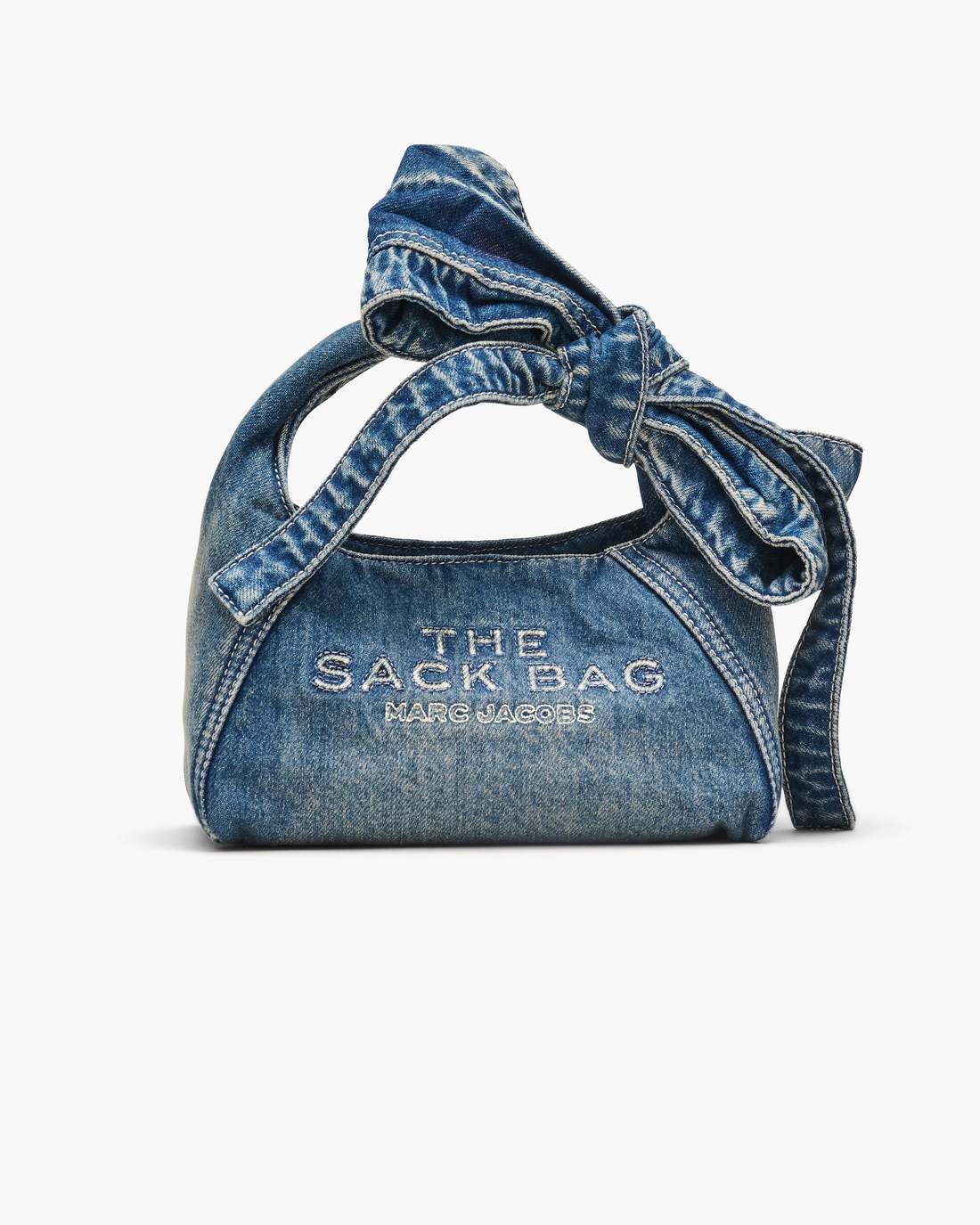 Marc Jacobs The Bow Denim Mini Sack Bag Medium Wash Indigo