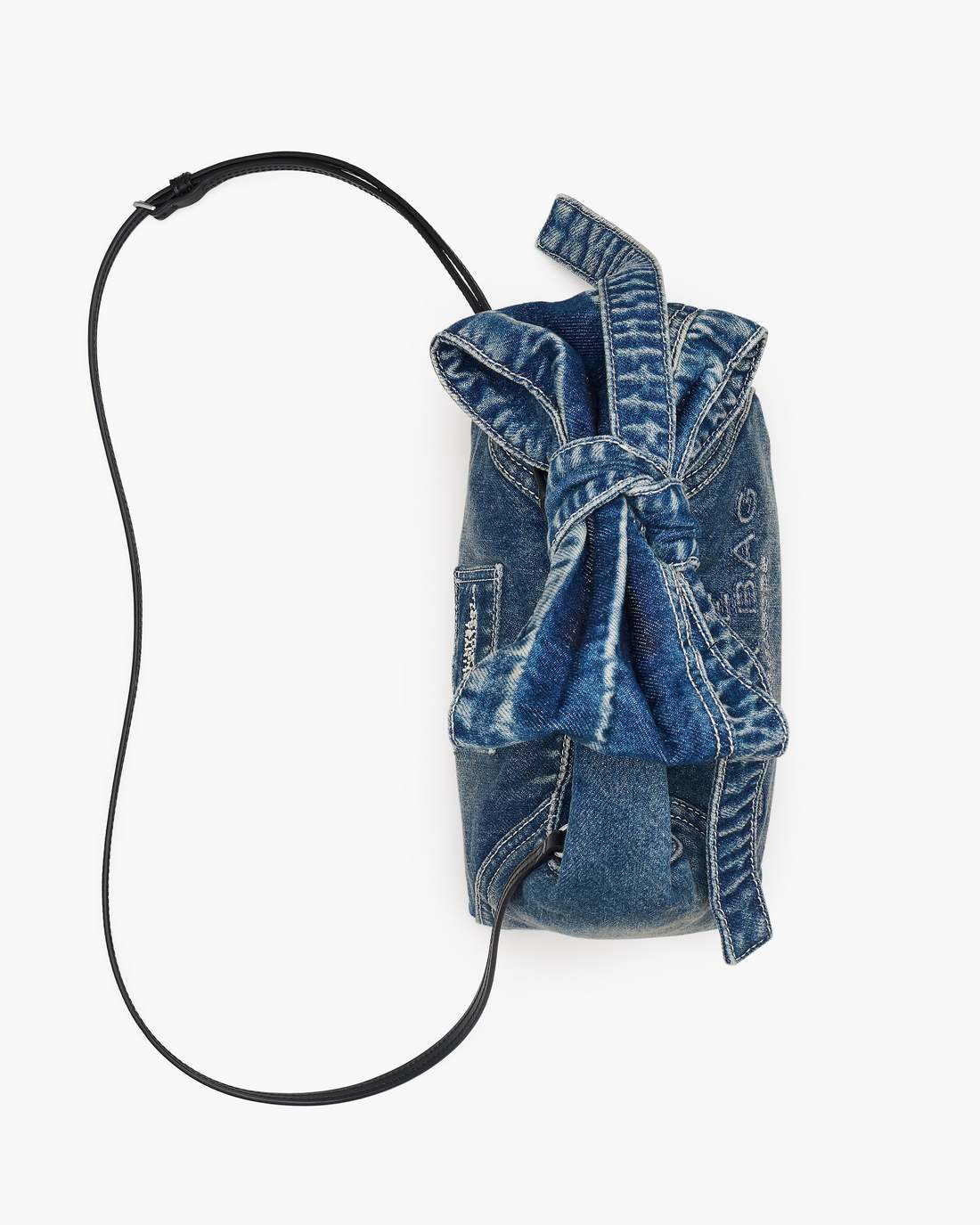 Marc Jacobs The Bow Denim Mini Sack Bag Medium Wash Indigo