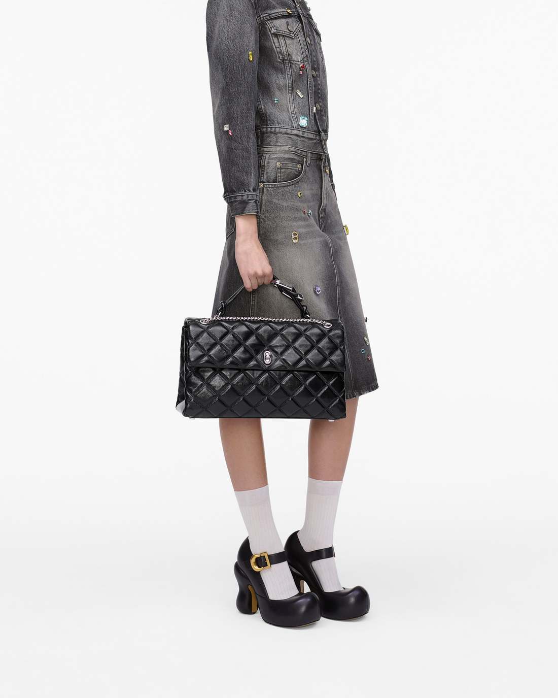 Marc Jacobs The Quilted XL Dual Convertible Shoulder Bag Black
