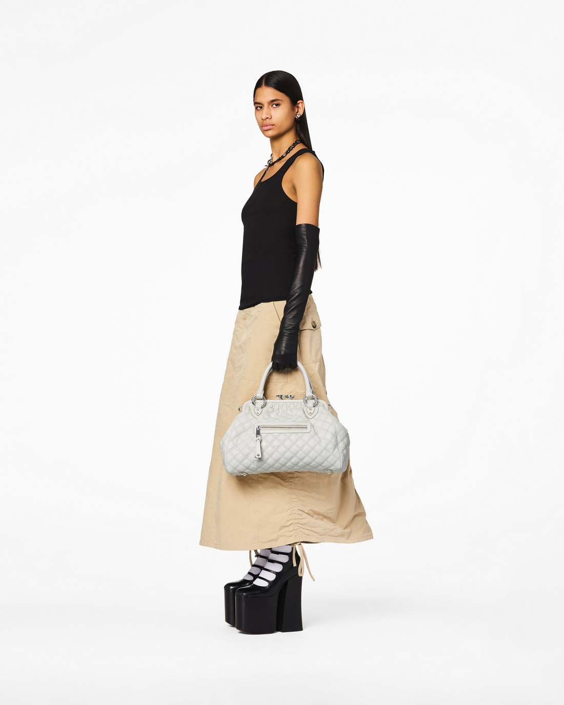Marc Jacobs Re-Edition Quilted Leather Stam Bag Cloud White