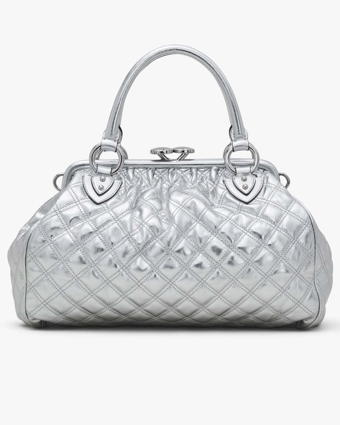 Marc Jacobs Re-Edition Quilted Metallic Leather Stam Bag Silver