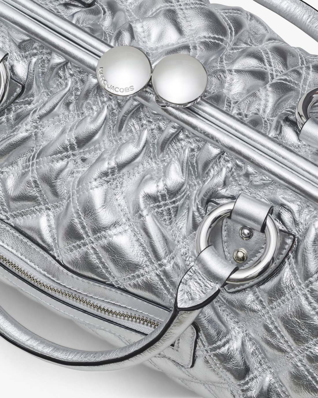 Marc Jacobs Re-Edition Quilted Metallic Leather Stam Bag Silver