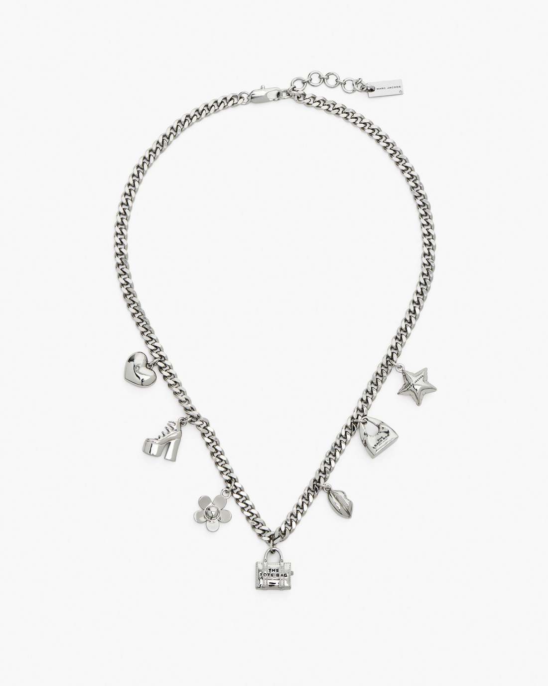 Marc Jacobs The Mini Icon Charm Necklace Light Antique Silver