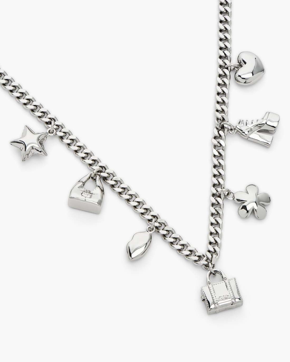Marc Jacobs The Mini Icon Charm Necklace Light Antique Silver