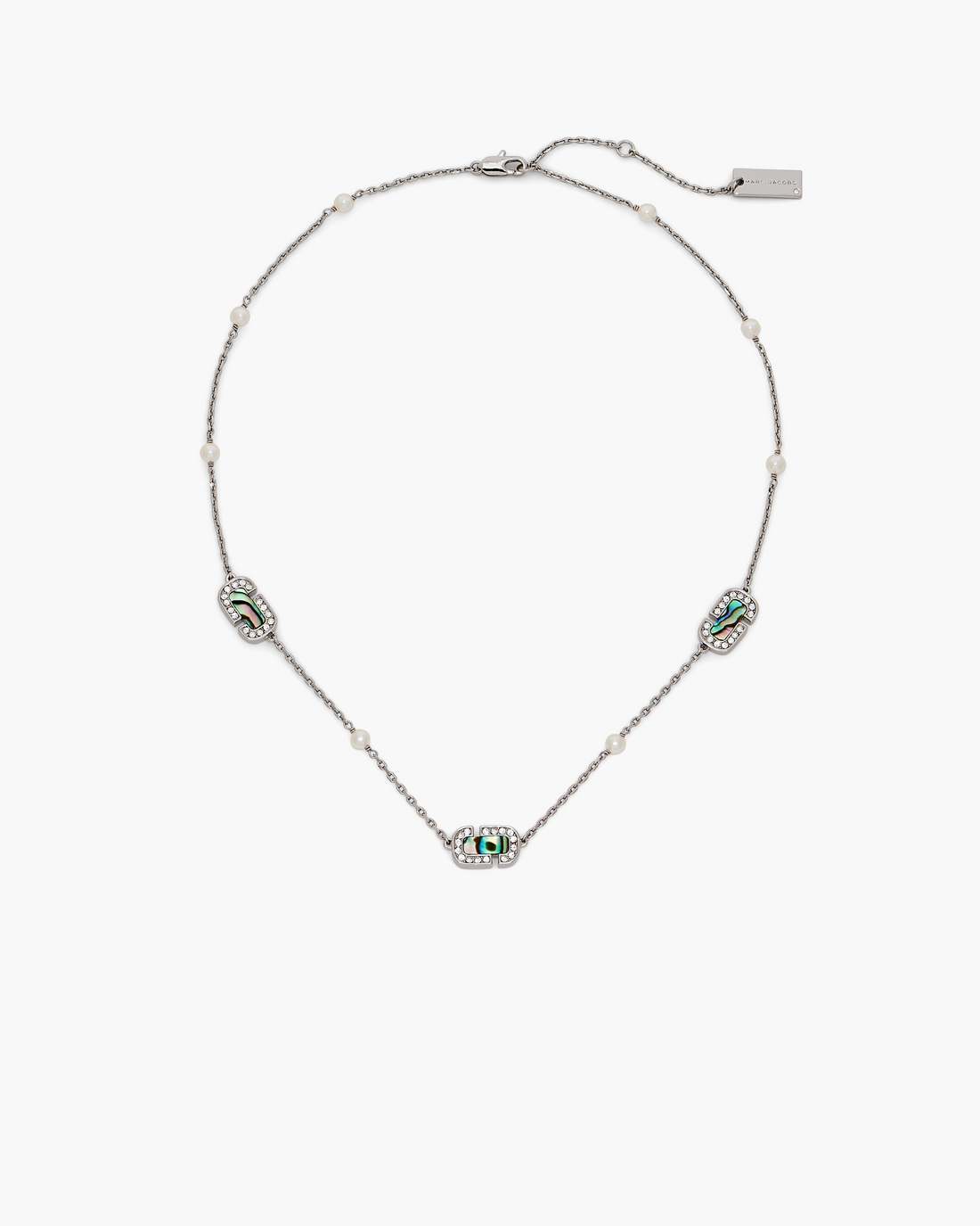 Marc Jacobs The J Marc Luxe Station Necklace Silver/Crystal