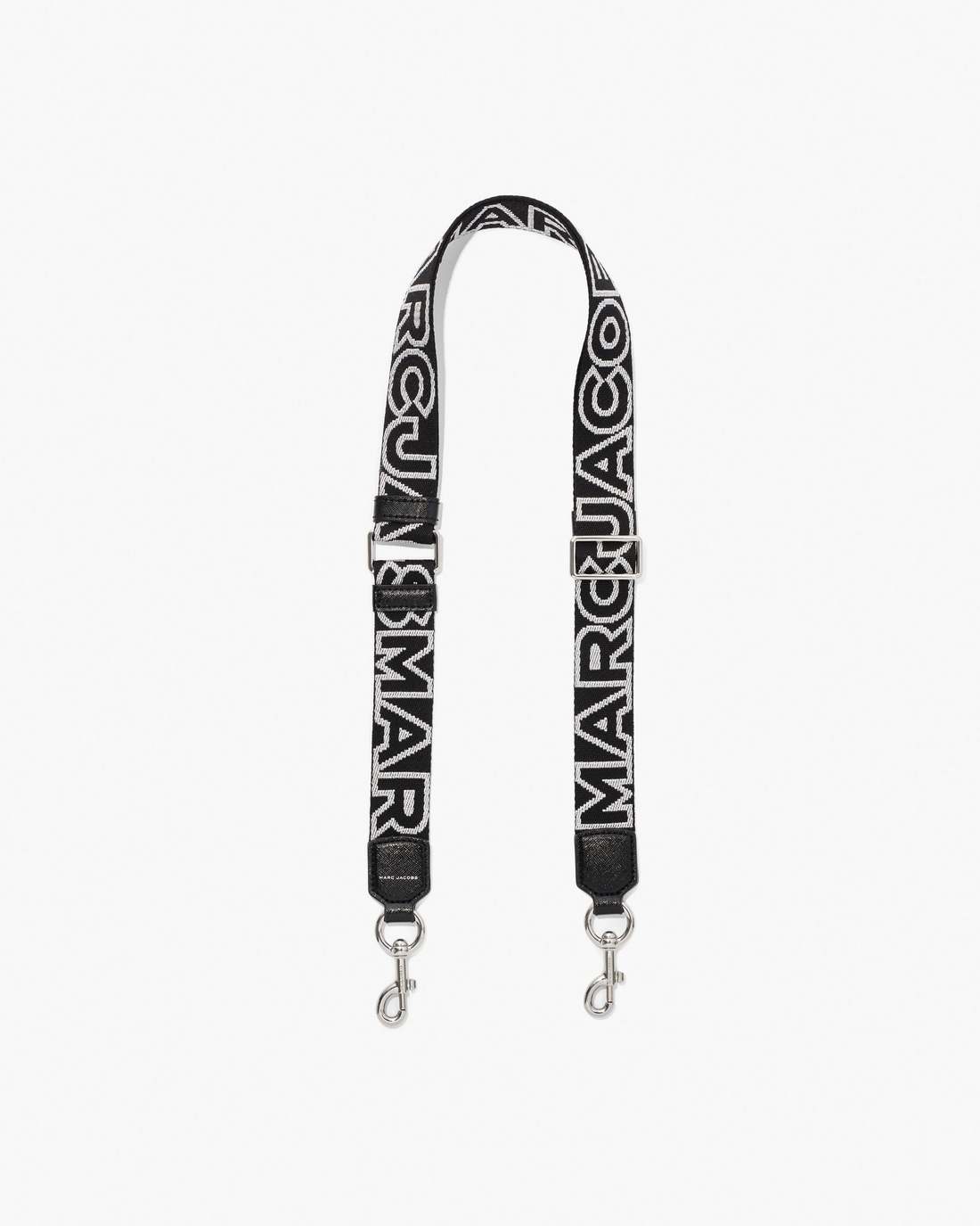 Marc Jacobs The Thin Outline Logo Webbing Strap Black/Silver
