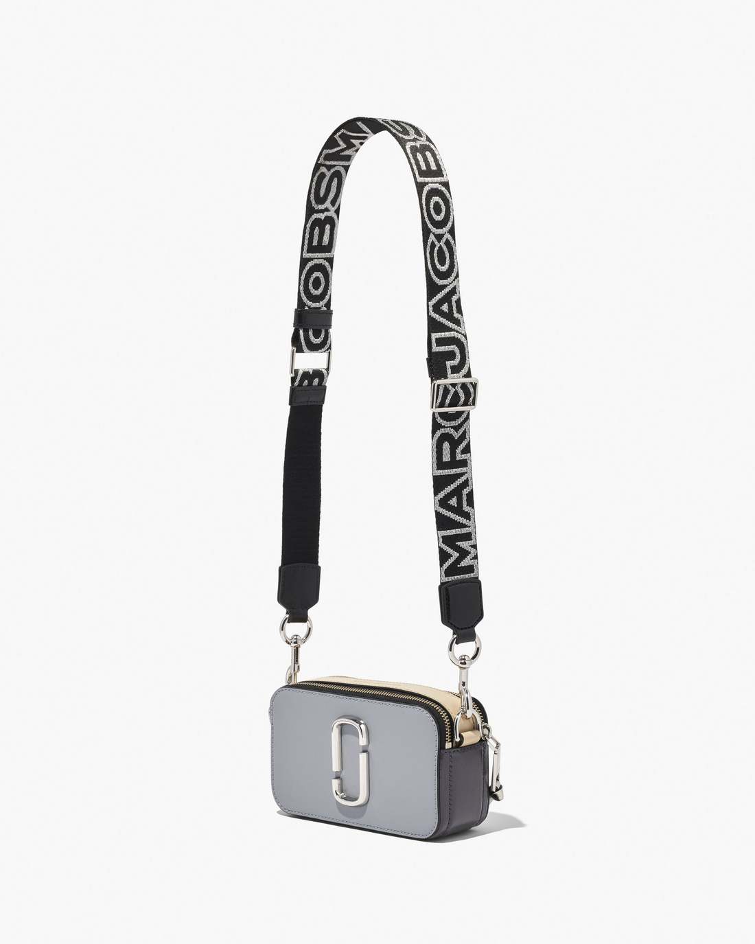 Marc Jacobs The Thin Outline Logo Webbing Strap Black/Silver