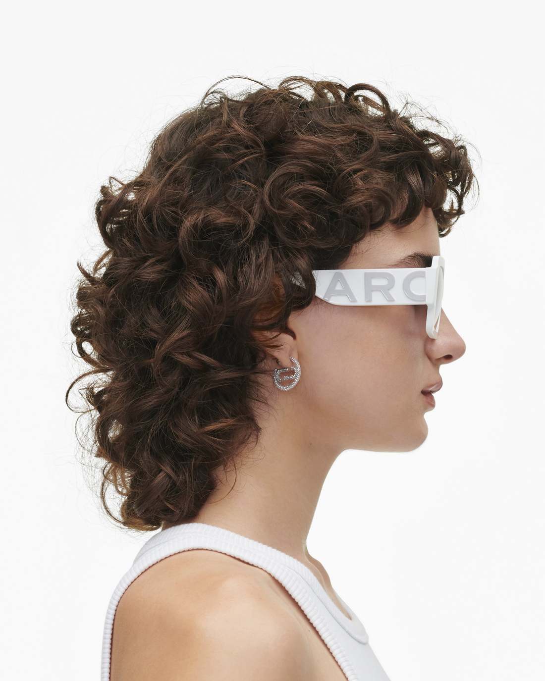 Marc Jacobs The Bold Logo Square Mirrored Sunglasses White/Grey