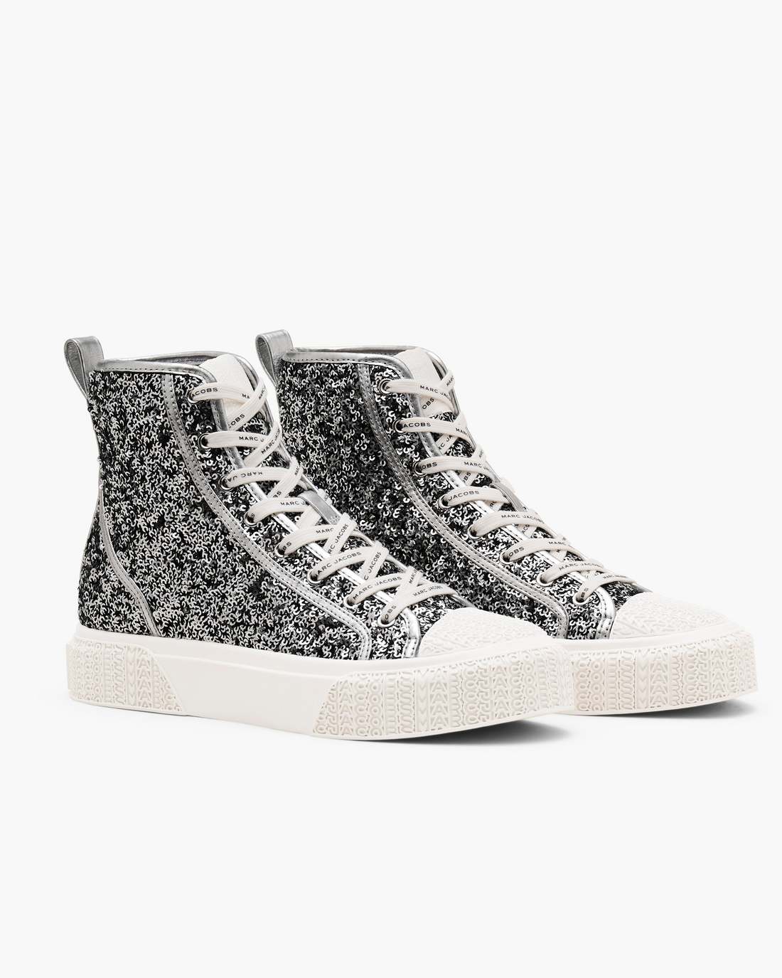 Marc Jacobs The Sequin High Top Sneaker Silver