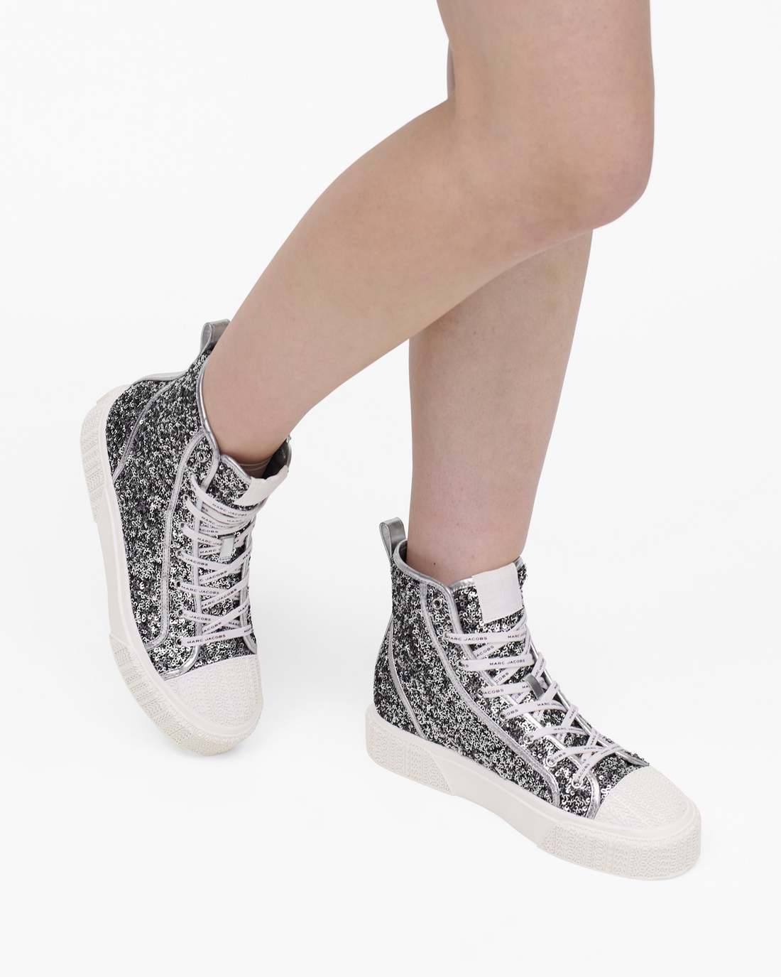 Marc Jacobs The Sequin High Top Sneaker Silver