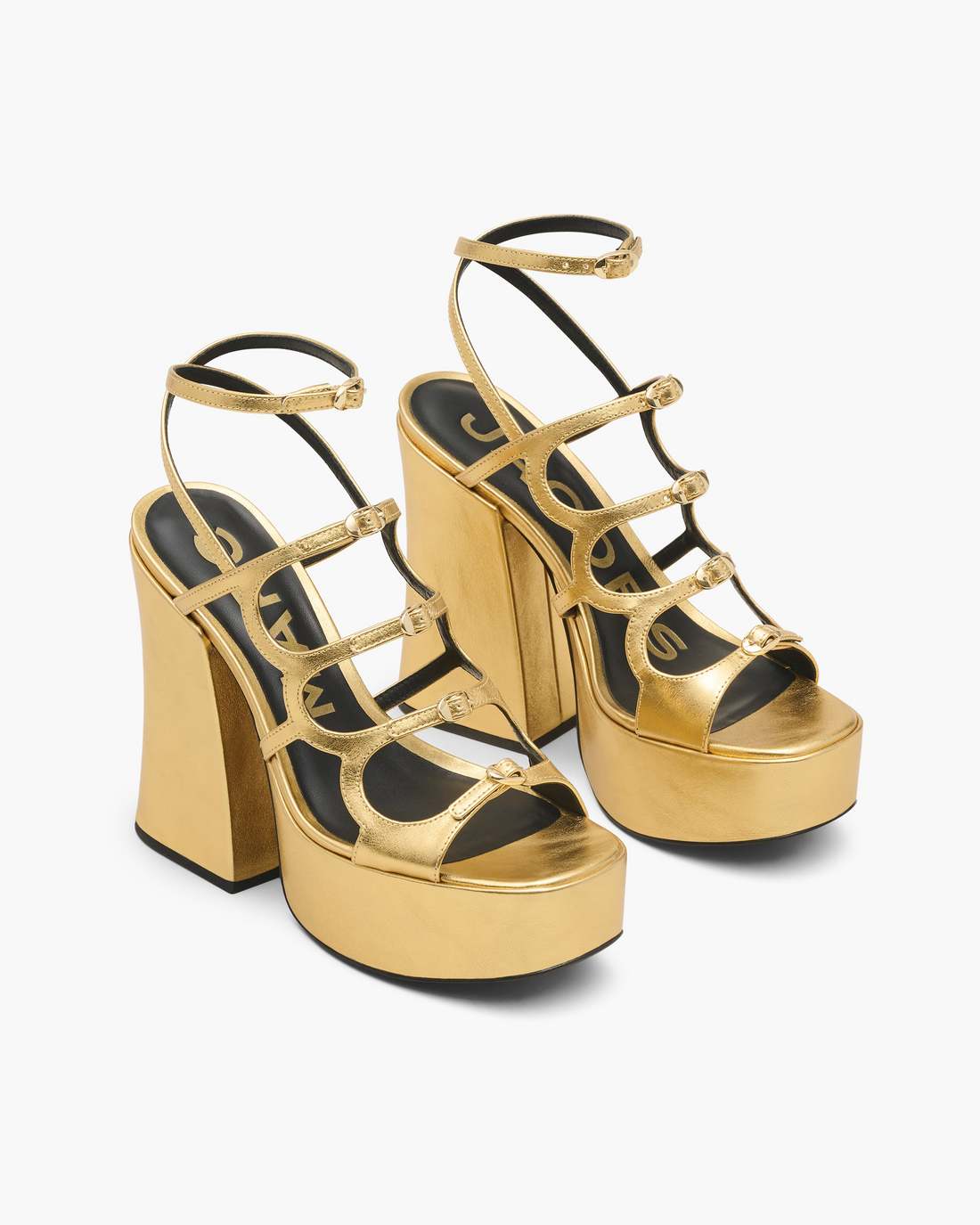 Marc Jacobs The Metallic Leather Kiki Platform Sandal Gold