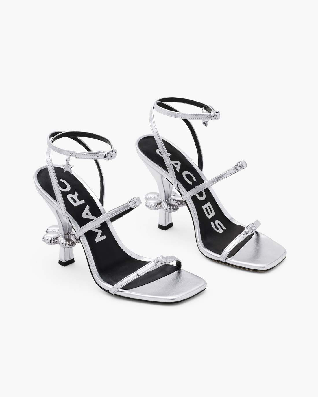 Marc Jacobs The Metallic Leather Daisy Heel Silver