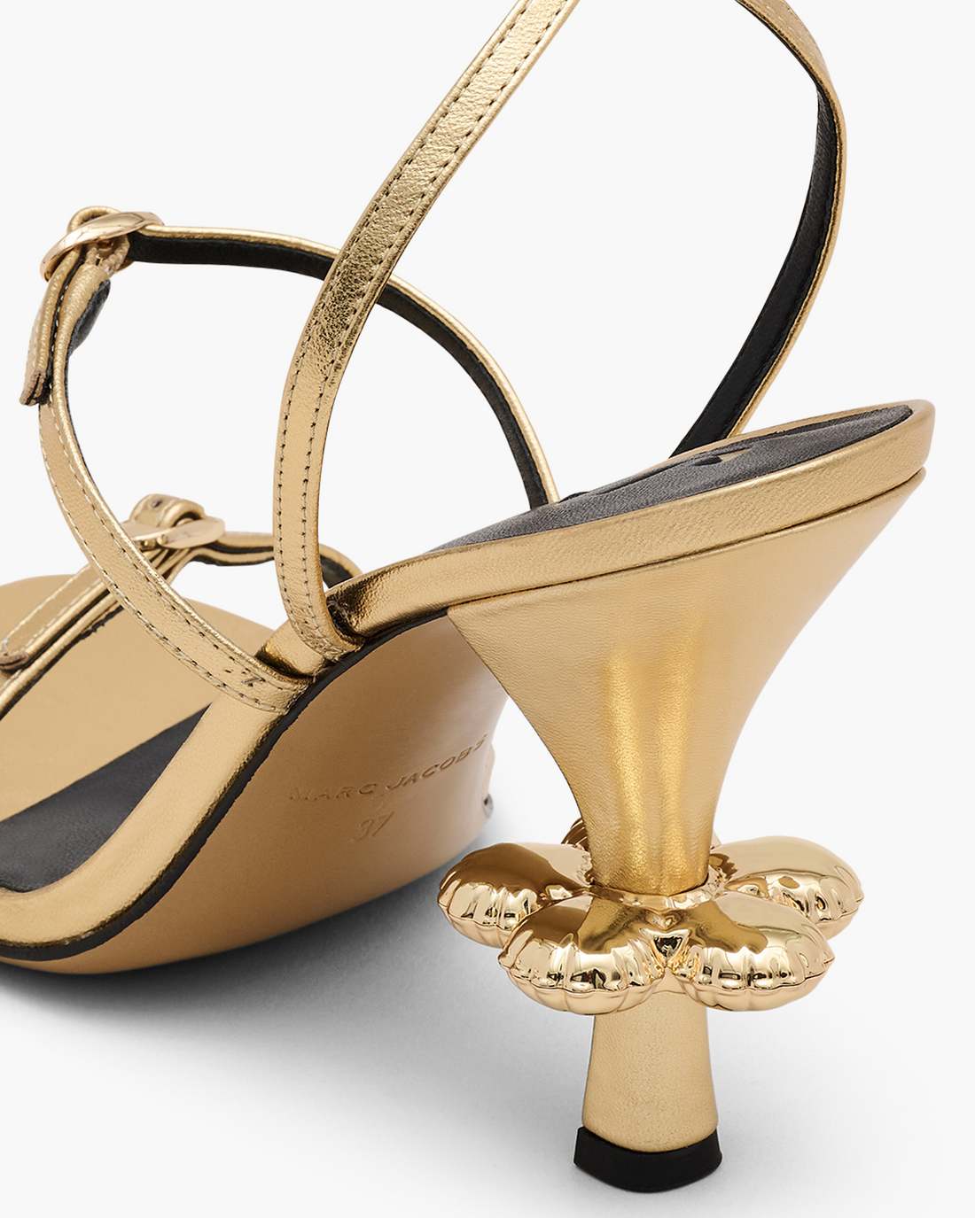 Marc Jacobs The Metallic Leather Daisy Heel Gold