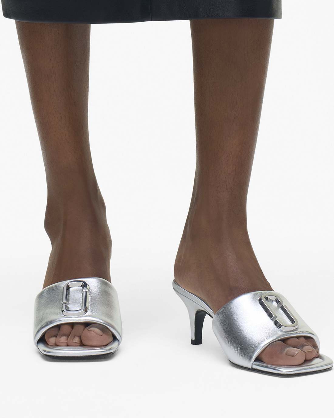 Marc Jacobs The Metallic J Marc Heeled Sandal Silver