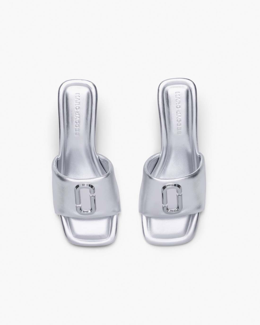 Marc Jacobs The Metallic J Marc Heeled Sandal Silver