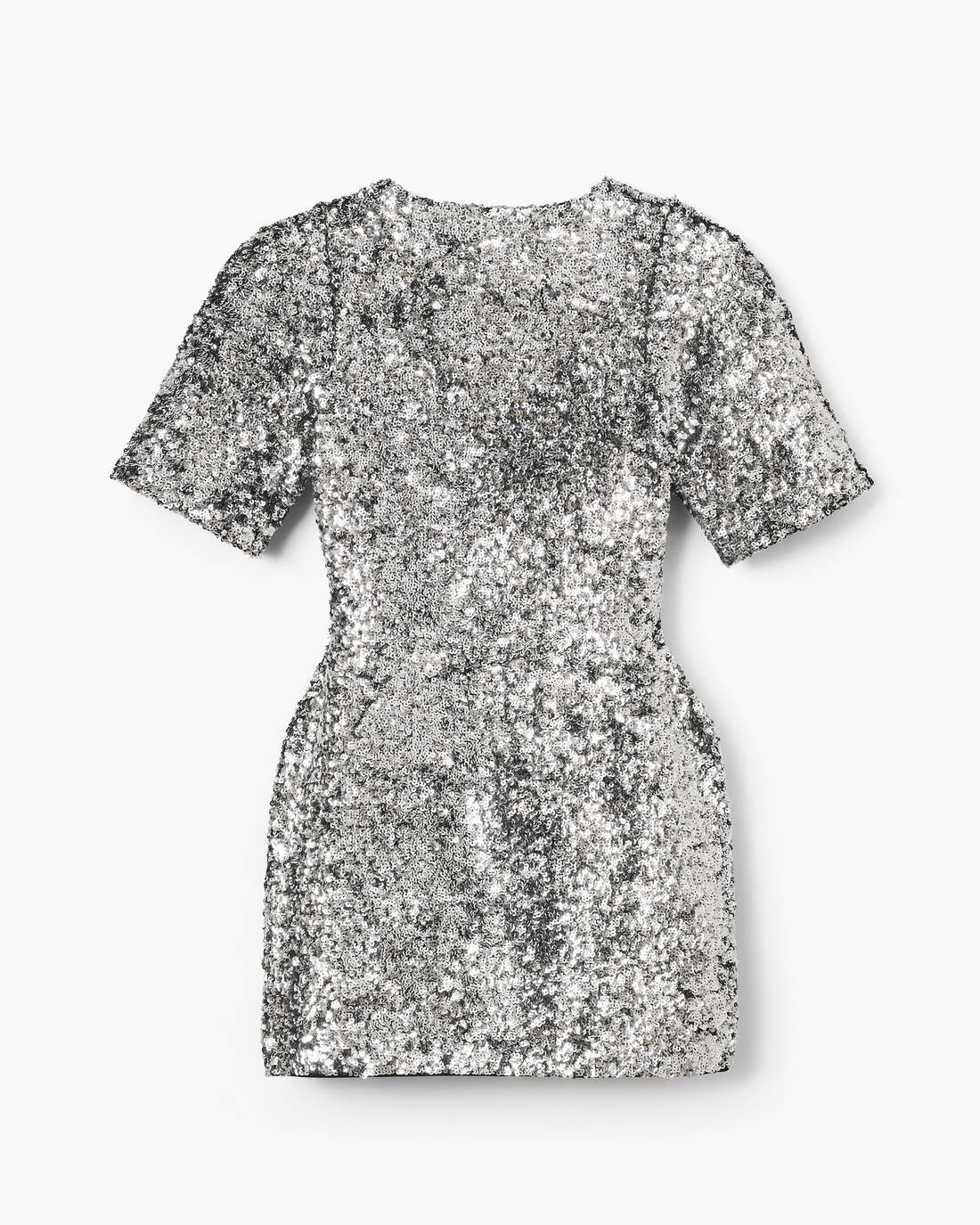 Marc Jacobs Sequin V-Neck Knit Dress Silver