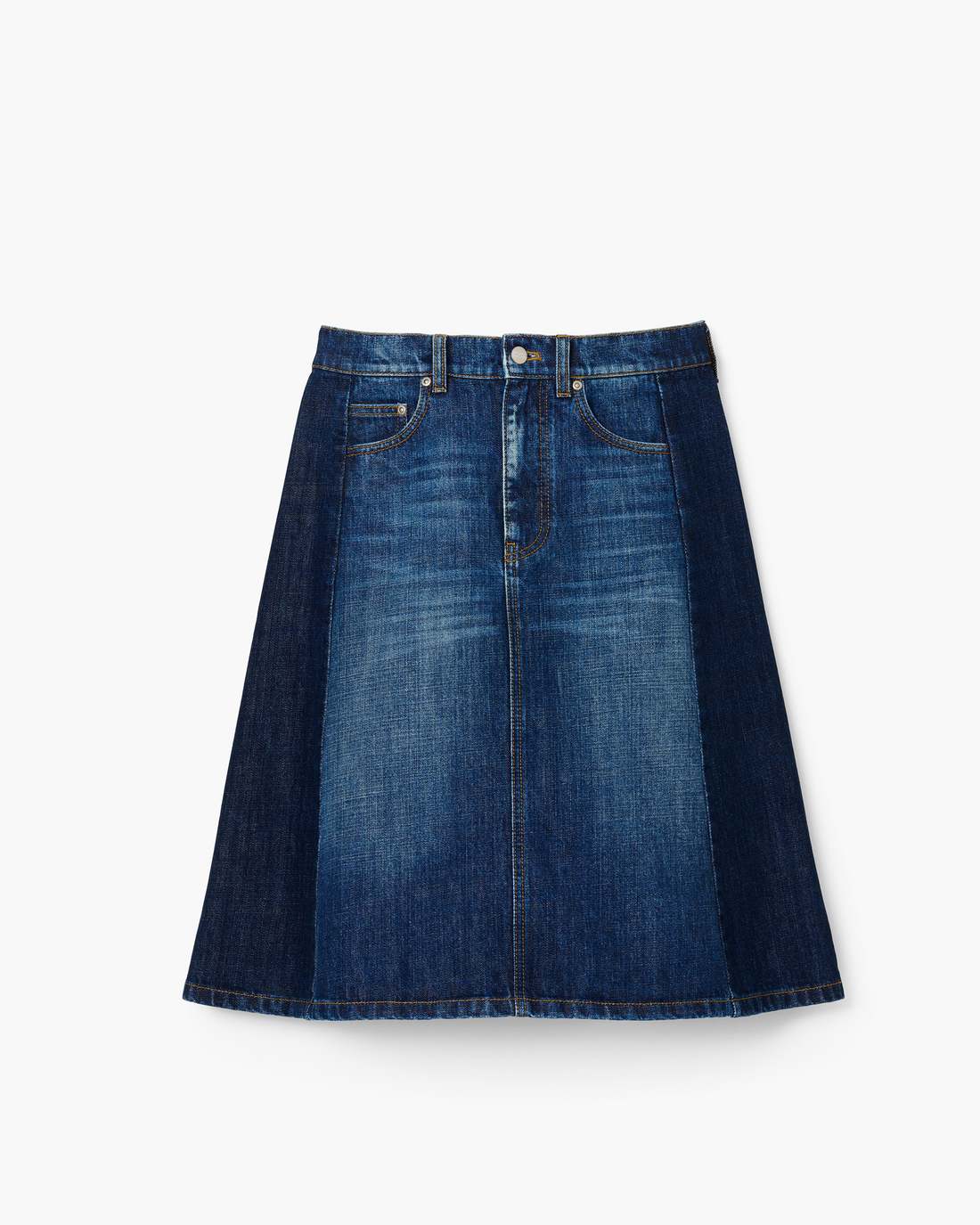 Marc Jacobs Two Tone Shadow Denim Skirt Dark Slub Indigo