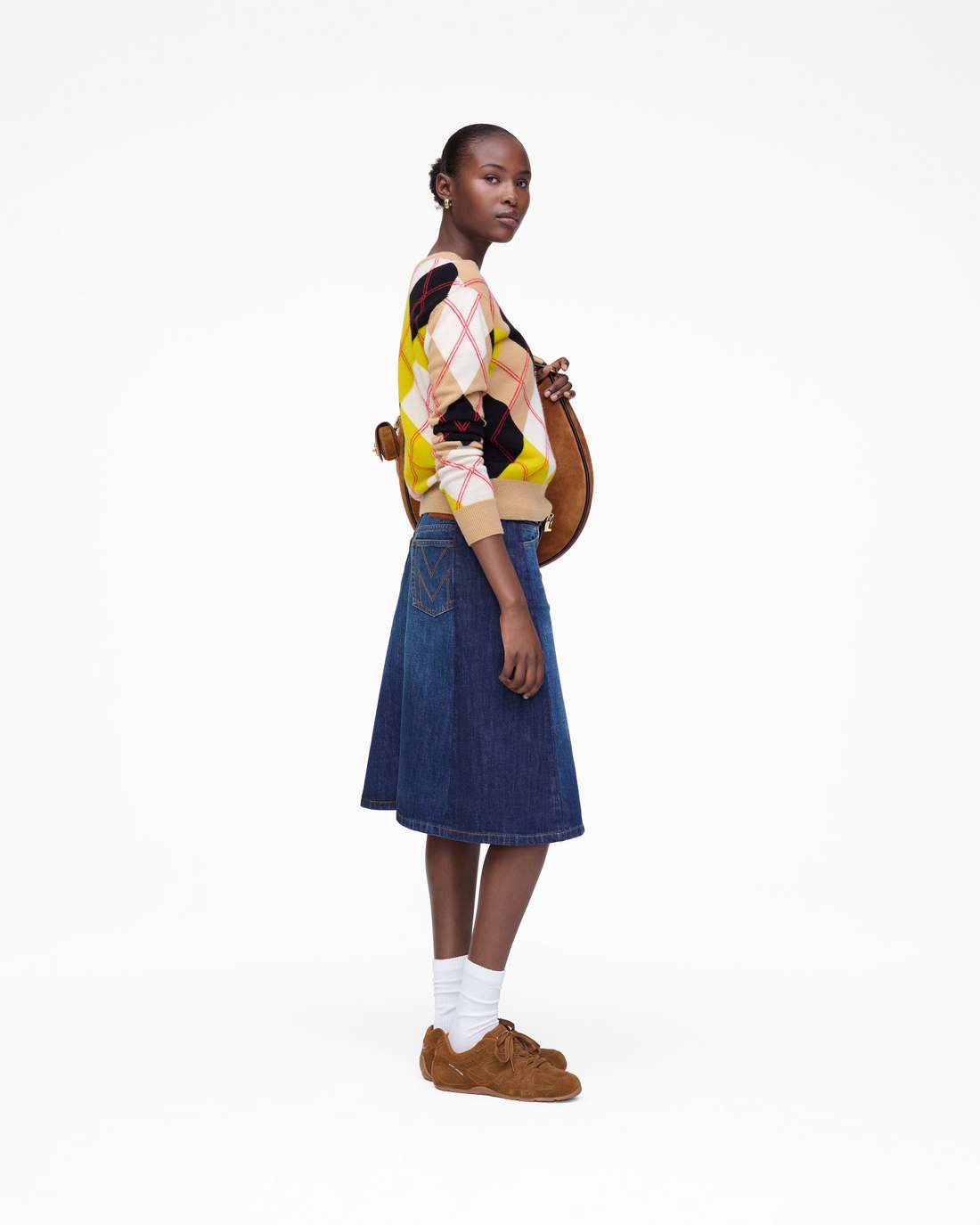 Marc Jacobs Two Tone Shadow Denim Skirt Dark Slub Indigo