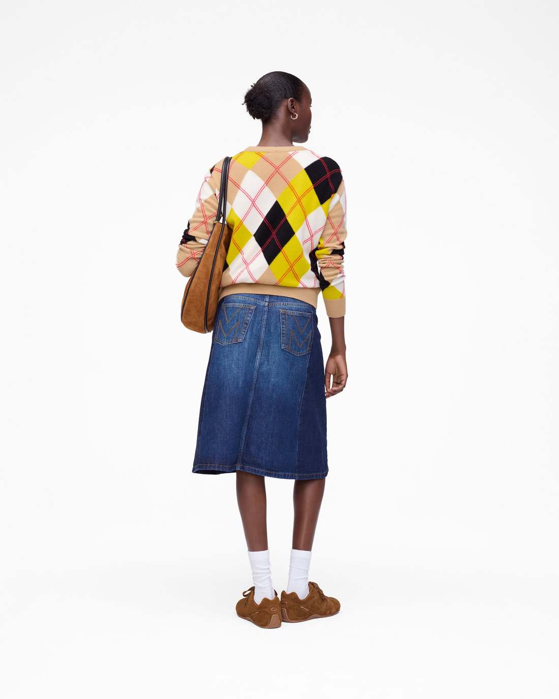 Marc Jacobs Two Tone Shadow Denim Skirt Dark Slub Indigo