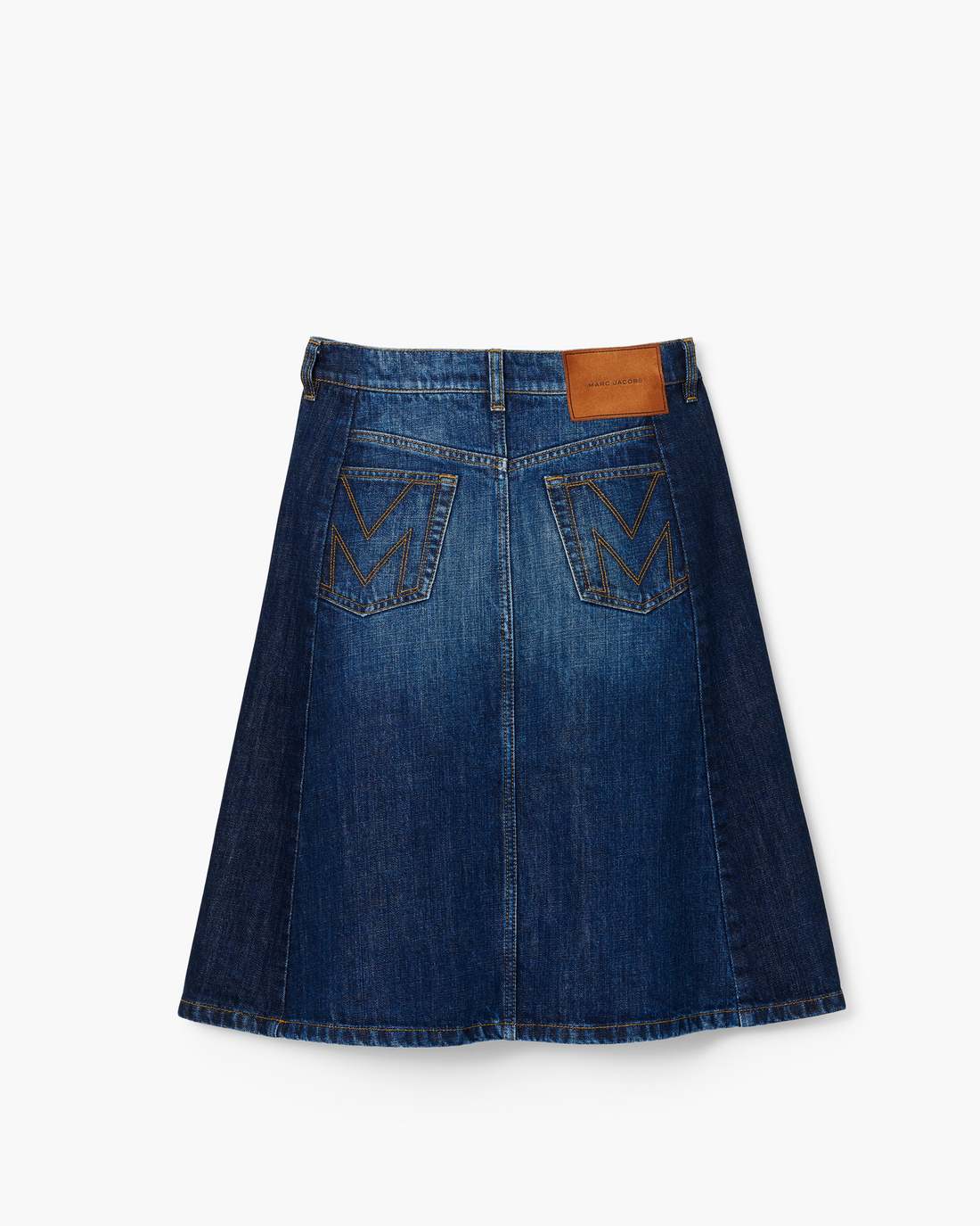 Marc Jacobs Two Tone Shadow Denim Skirt Dark Slub Indigo