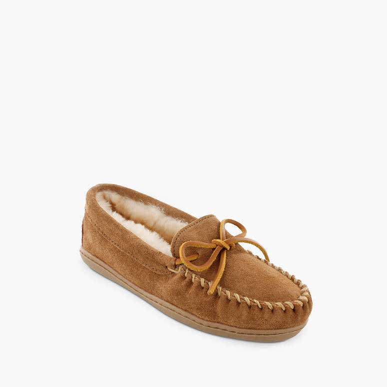 Minnetonka Women's Sheepskin Hardsole Slipper - Wide Sizes