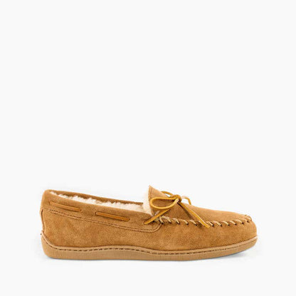Minnetonka Men's Sheepskin Hardsole Slipper - Wide & Extended Sizes