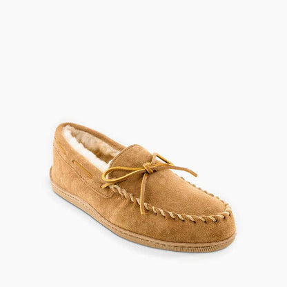 Minnetonka Men's Sheepskin Hardsole Slipper - Wide & Extended Sizes