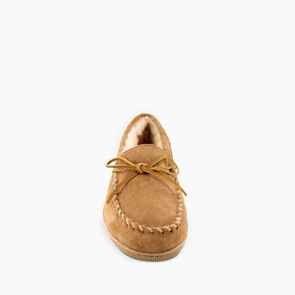 Minnetonka Men's Sheepskin Hardsole Slipper - Wide & Extended Sizes