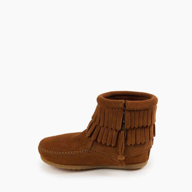 Minnetonka Girl's Moccasin Double Fringe Side Zip Boots
